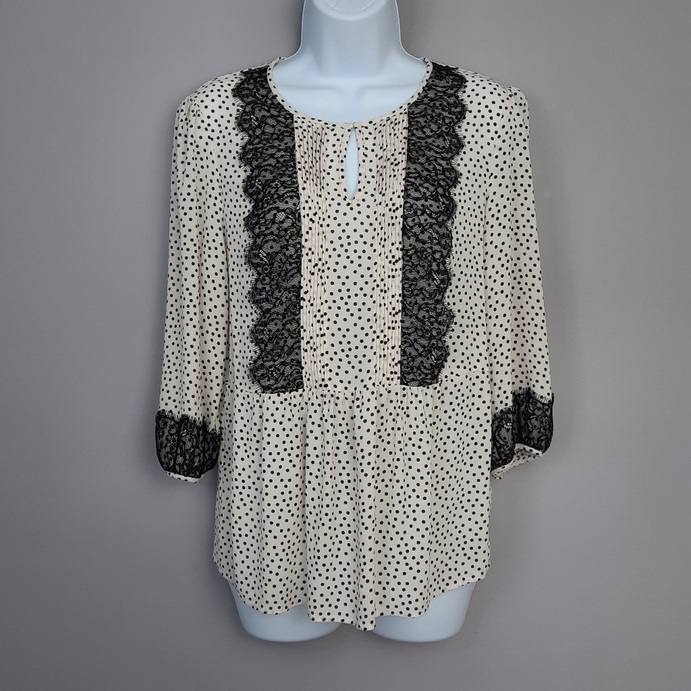 Boden Cream and Black Polka Dot Blouse